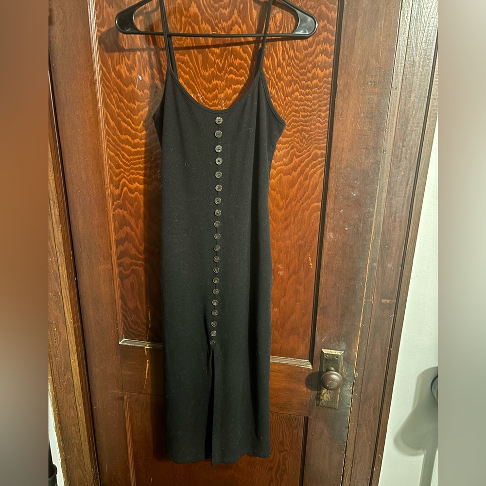 Black Button Dress with Slit